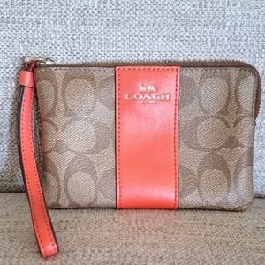 Coach Brown and Orange Wristlet